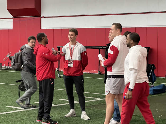 2024 QB CJ Carr speaking with Bobby Engram.